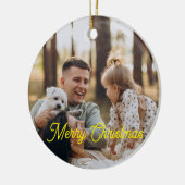Custom Elegant Script 2-Sided Photo Christmas Keramisch Ornament (Links)