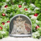 Custom Elegant Script Modern 2 Photo Pet Cat Sneeuwbol (Kerstmis)