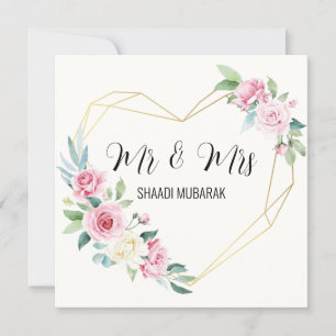 Custom Elegant Shaadi Mubarak Huwelijkscadeau Kaar Feestdagenkaart