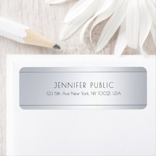 Custom Elegant Silver Look Sjabloon Retouradres Etiket (Insitu)