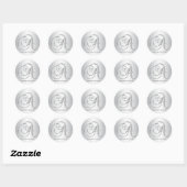 Custom Elegant Silver Monogrammed Initiaal Letter  Ronde Sticker (Vel)