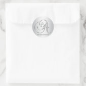Custom Elegant Silver Monogrammed Initiaal Letter  Ronde Sticker (Tas)