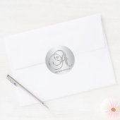Custom Elegant Silver Monogrammed Initiaal Letter  Ronde Sticker (Envelop)