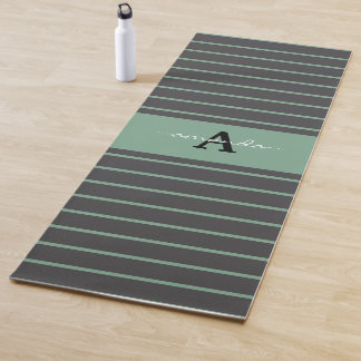 Custom elegant stripes black green practising yogamat