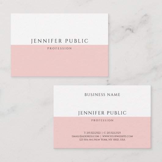 Custom Elegant Trendy Blush Roze Moderne Sjabloon Visitekaartje (Voorkant / Achterkant)