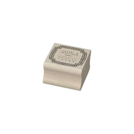 Custom Elegant Vierkant Lijst Bruiloft Retouradres Rubberstempel (Stempel)