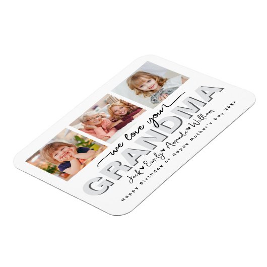 Custom Elegant We houden van je Oma Fotocollage Magneet (Linkerzijde)