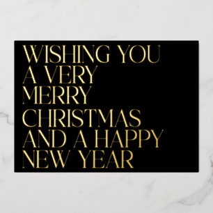 Custom Elegant Zwart Chic Foto Kerst Goud Folie Feestdagenkaart