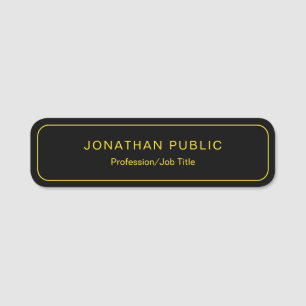 Custom Elegant Zwart en Goud Sjabloon Afgerond Naamplaatje