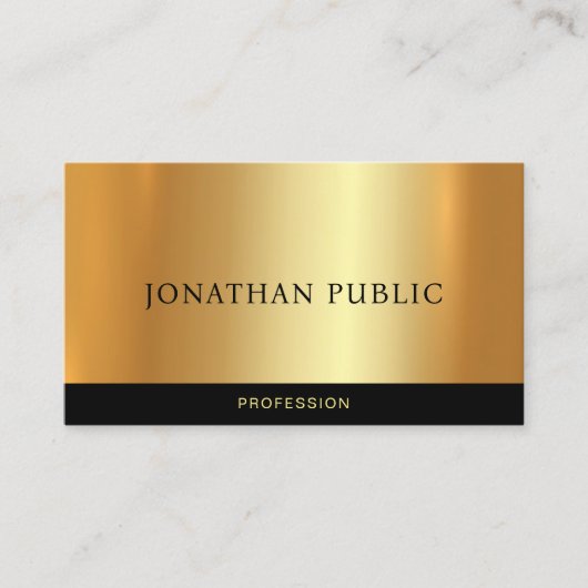 Custom Elegant Zwart & Goud Sjabloon Professional Visitekaartje (Voorkant)