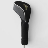 Custom Elegant Zwart Sjabloon Goud Monogram Golfheadcover (Schuin)