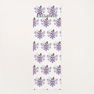 Custom elegante bloemen paarse violet grijs rood yogamat