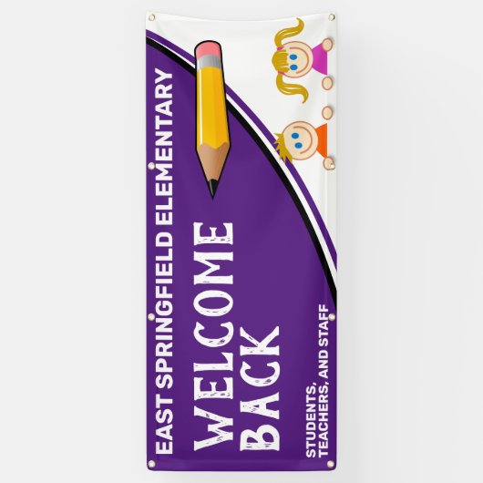 Custom Elementary Welcome Back to School Spandoek (Verticaal)