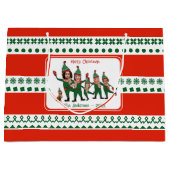 Custom Elf Uw Familie van Zes Inclusief Hond Grapp Groot Cadeauzakje (Voorkant)