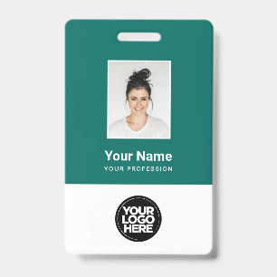 Custom Emerald Employee Photo Bar Code, Logo, naam Badge