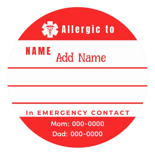  Custom Emergency Allergy Alert Stickers