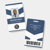 Custom Employee Badge with Photo, Logo & Barcode (Avant & arrière)