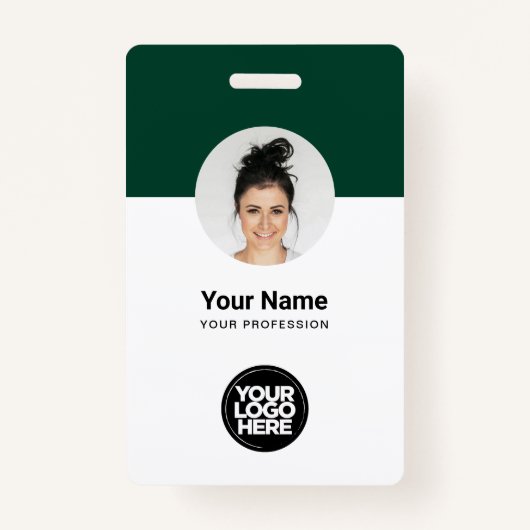 Custom Employee Modern ID Card Dark Green QR Badge (Devant)
