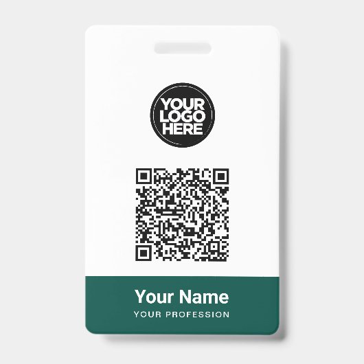 Custom Employee Name Business Logo Qr Code Badge (Voorzijde)