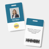 Custom Employee Photo, Bar Code, Logo, Name Badge (Avant & arrière)