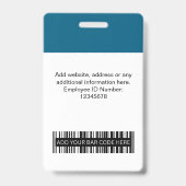 Custom Employee Photo, Bar Code, Logo, Name Badge (Arrière)