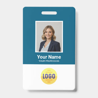 Custom Employee Photo, Bar Code, Logo, Name Badge