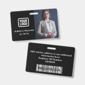 Custom Employee Photo, Bar Code, Logo, Name Badge (Avant & arrière)