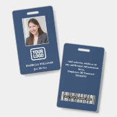 Custom Employee Photo, Barcode, Logo, Name Badge (Voor- en achterkant)