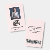 Custom Employee Photo, Barcode, Logo, Name Badge (Avant & arrière)