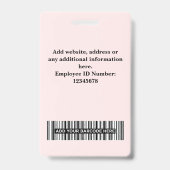 Custom Employee Photo, Barcode, Logo, Name Badge (Arrière)