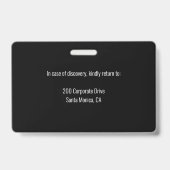 Custom Employee Photo ID Badge with Logo & Barcode (Arrière)