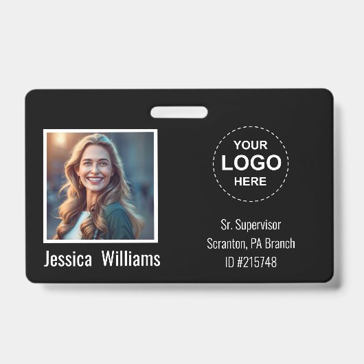 Custom Employee Photo ID Badge with Logo & Barcode (Avant)