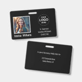 Custom Employee Photo ID Badge with Logo & Barcode (Avant & arrière)