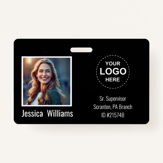 Custom Employee Photo ID Badge with Logo & Barcode (Devant)