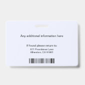 Custom Employee Photo Logo Bar Code Name Badge ID (Achterkant)