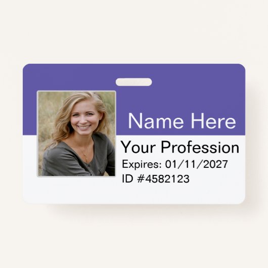 Custom Employee Photo Logo Bar Code Nom Badge (Devant)