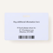 Custom Employee Photo Logo Bar Code Nom Badge (Dos)