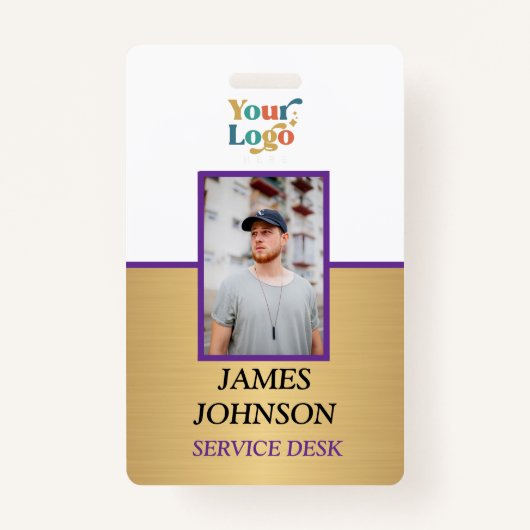 Custom Employee Photo Logo Naam Badge (Voorkant)