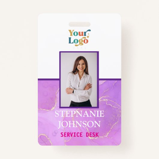 Custom Employee Photo Logo Naam Badge (Voorkant)