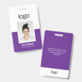 Custom Employee Photo Name Tag Badges (Recto et verso)