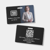 Custom Employee Photo, QR Code, Logo, Name Badge (Voor- en achterkant)