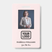 Custom Employee Photo, QR Code, Logo, Name Badge (Voorzijde)