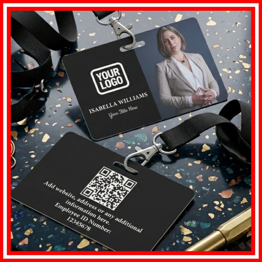 Custom Employee Photo, QR Code, Logo, Name Badge