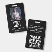 Custom Employee Photo, QR Code, Logo, Name Badge (Voor- en achterkant)