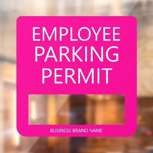 Custom Employee Resident Parking Permit Business Raamsticker (Vel 2)
