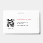 Custom EMT ID Badge Template | Emergency Medical  (Arrière)