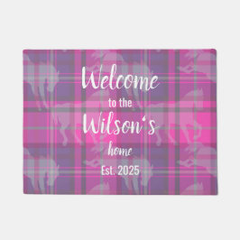 Custom Equestrian Tartan Family Welcome Coir Mat