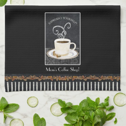 Custom Espresso Coffee Chalkboard Kitchen Decor Theedoek (Gevouwen)