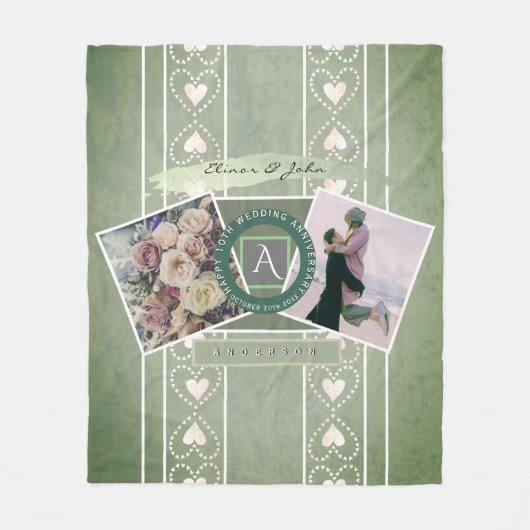 Custom Event 2 Custom Foto's Verweerde harten Fleece Deken (Voorkant)