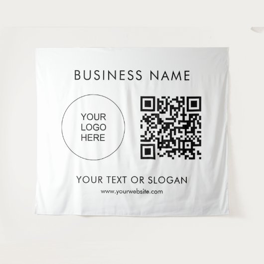 Custom Event Seminar Party Logo Tekst QR Code Wandkleed (Voorkant (horizontaal))